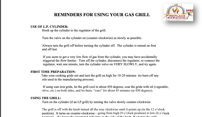 gas grill instructions image